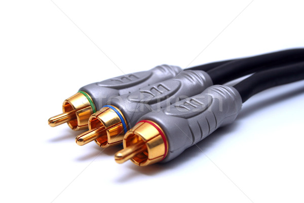 изолированный компонент видео кабелей золото Сток-фото © TeamC