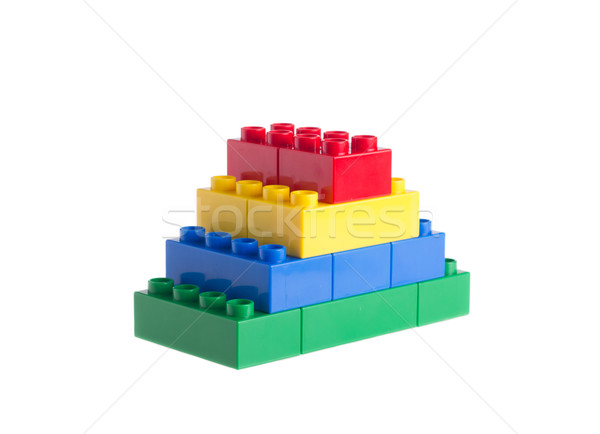 Plastique blocs de construction isolé blanche enfant bleu Photo stock © tehcheesiong