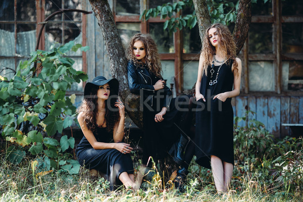 three vintage women as witches Stock photo © tekso