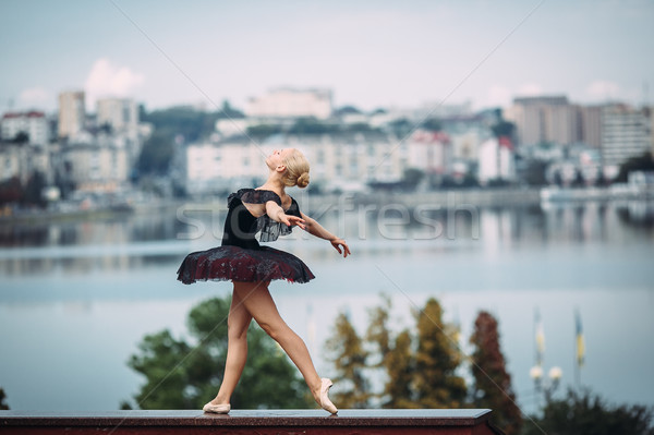 ballerina posing on a background of the lake Stock photo © tekso