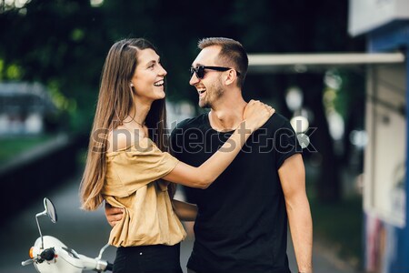 Сток-фото: довольно · девочек · позируют · городской · улице · три · красивой