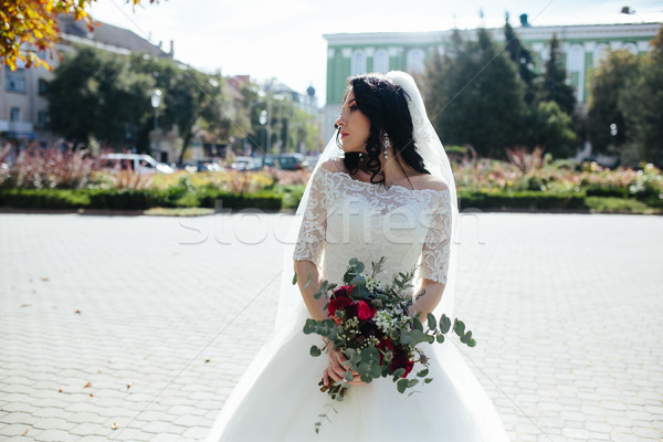 Stockfoto: Jonge · mooie · bruid · vrouw · meisje · stad