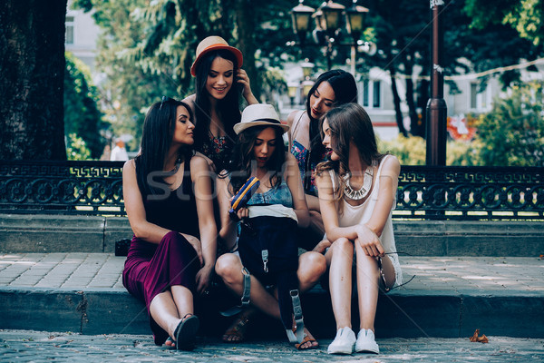 five beautiful young girls Stock photo © tekso