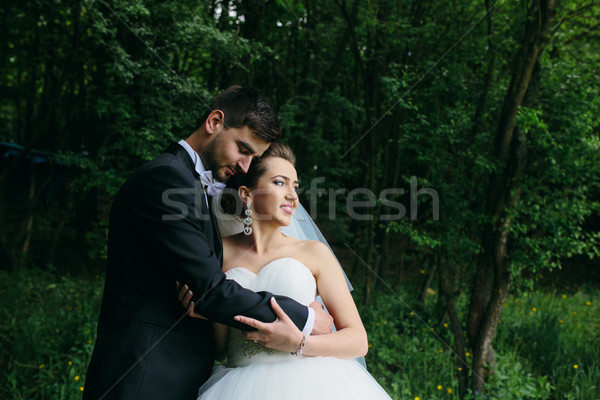 Foto stock: Belo · casamento · casal · natureza · posando