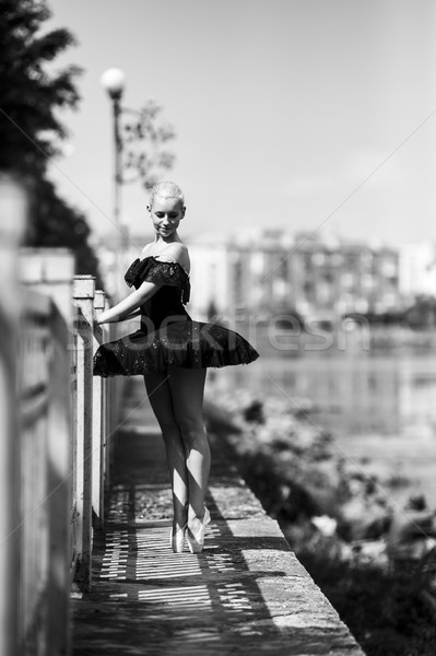 ballerina posing on a background of the lake Stock photo © tekso