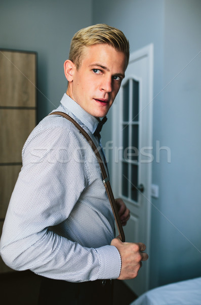 Stock photo: groom in the morning getting ready