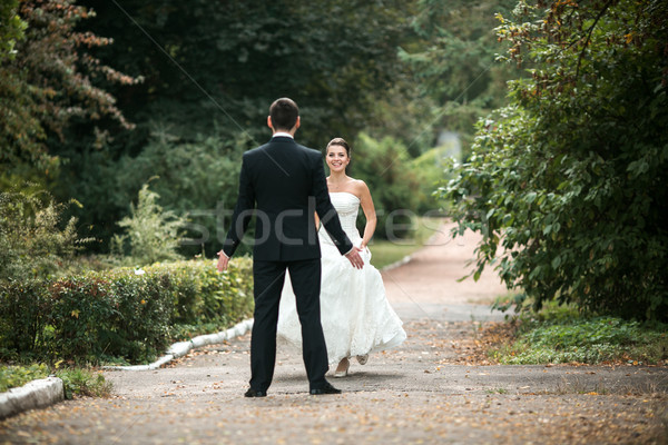 Frumos nuntă cuplu în picioare alte Imagine de stoc © tekso