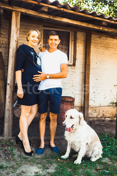 pregnant woman and her husband in the countryside Stock photo © tekso