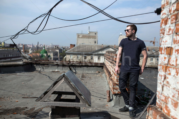 Confident man posing in selvedge  jeans Stock photo © tekso