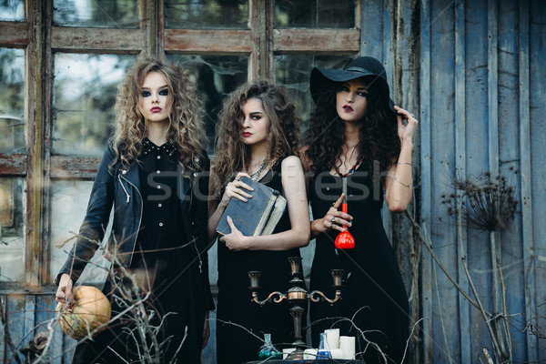 three vintage women as witches Stock photo © tekso