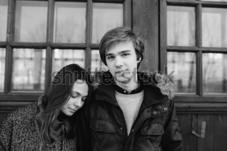 Beautiful young adult couple posing at camera Stock photo © tekso