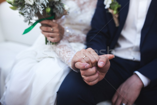 Stockfoto: Bruid · bruidegom · holding · handen · sluiten · handen