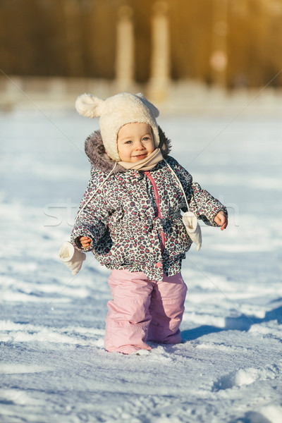 little girl walks in the snow Stock photo © tekso