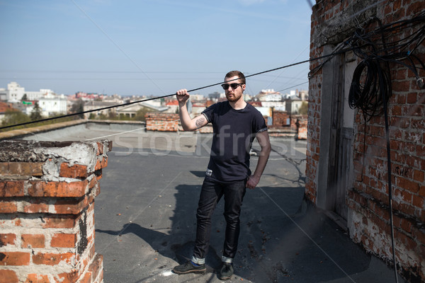 Confident man posing in selvedge  jeans Stock photo © tekso