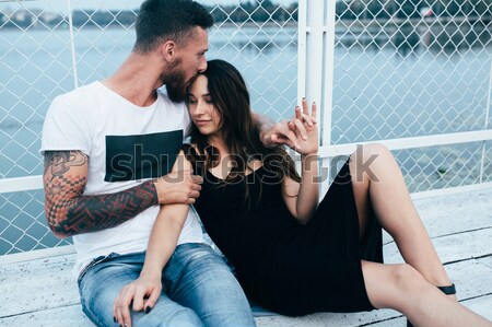 adult man and woman on a carousel Stock photo © tekso