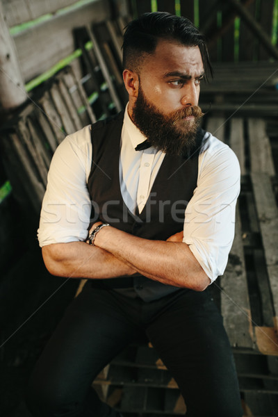 man in a hangar with subdued light Stock photo © tekso