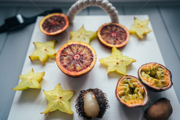 Exotic fruit platter. Stock photo © tekso