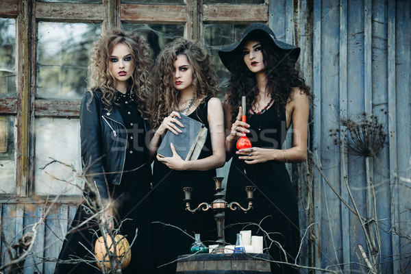 three vintage women as witches Stock photo © tekso