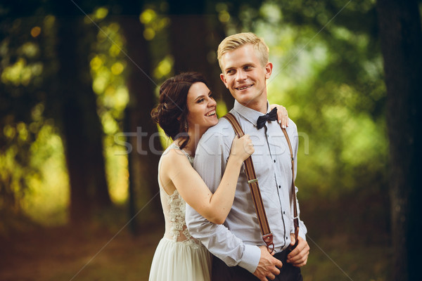 Beautiful wedding couple posing Stock photo © tekso