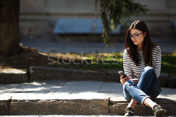 Foto stock: Modelo · cidade · telefone · encantador · belo · moda