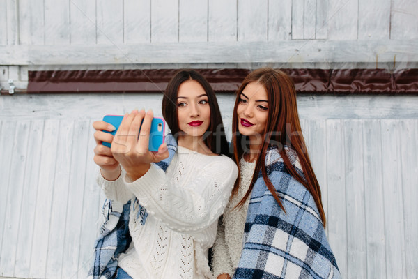Two girls make selfie Stock photo © tekso
