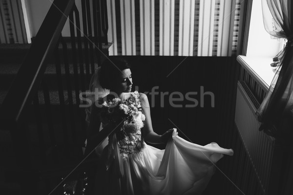 Bride posing on the chamber Stock photo © tekso