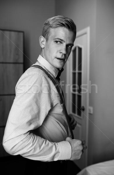 groom in the morning getting ready Stock photo © tekso