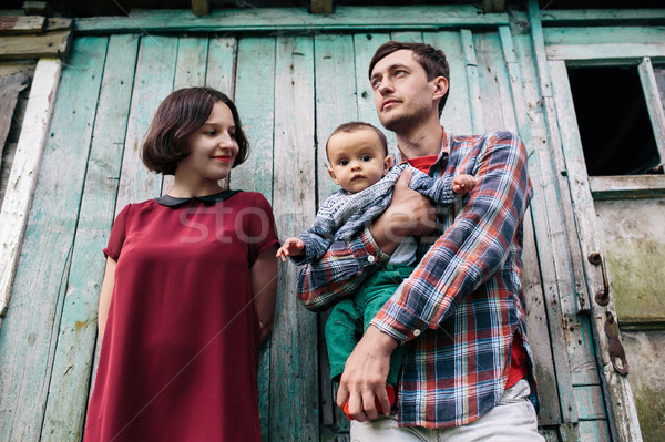 Jungen Familie Kind Natur posiert aufgegeben Stock foto © tekso