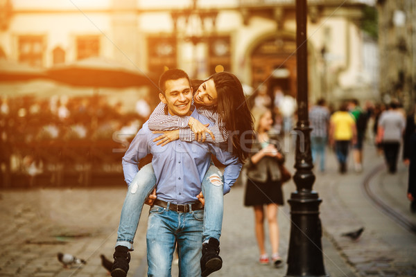 Couple have fun in the city Stock photo © tekso