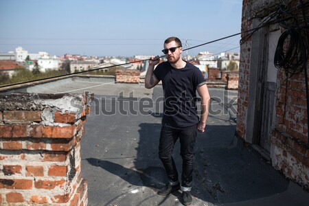 Confident man posing in selvedge  jeans Stock photo © tekso