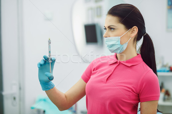 Dentar anestezie pacient asistent dentist clinică Imagine de stoc © tekso