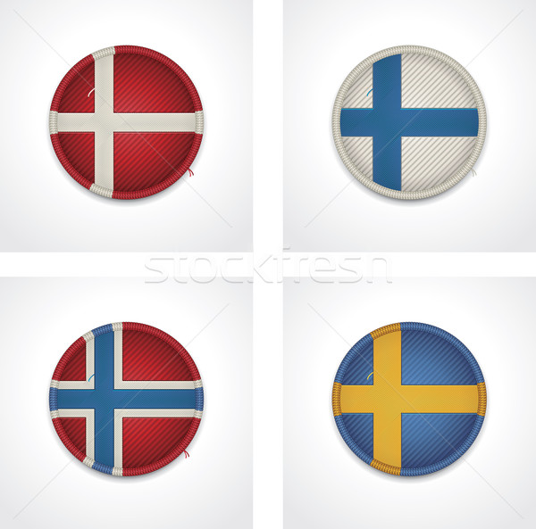 Vector flags of countries as fabric badges Stock photo © tele52