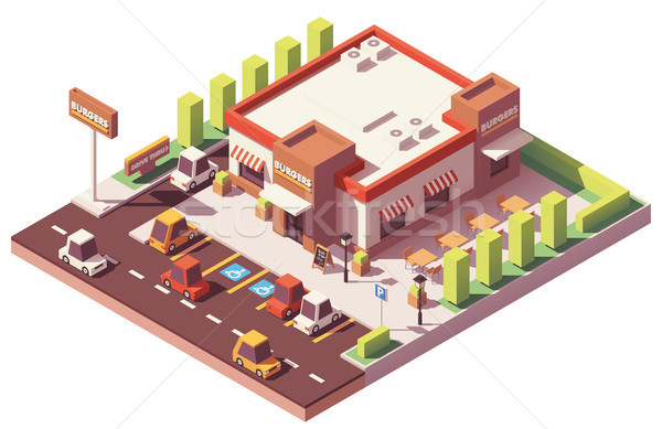 Vector izometrice scazut restaurant fast food constructii casă Imagine de stoc © tele52