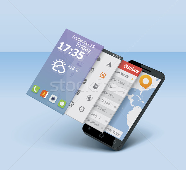 Stockfoto: Vector · smartphone · icon · gedetailleerd · apps · business