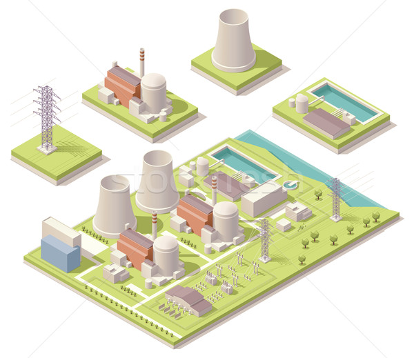 Isometrische nucleaire macht faciliteit vector kaart Stockfoto © tele52