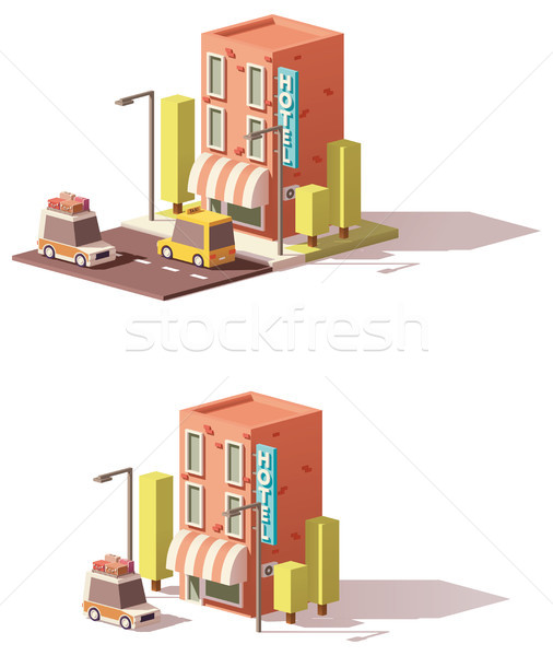 Vector low poly hotel icon Stock photo © tele52