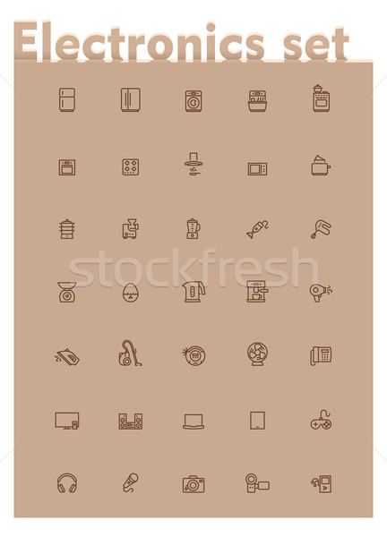 Vector domestic electronics icon set Stock photo © tele52