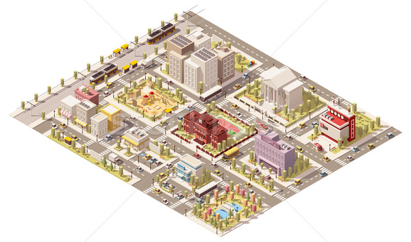 Vector isometric low poly city Stock photo © tele52