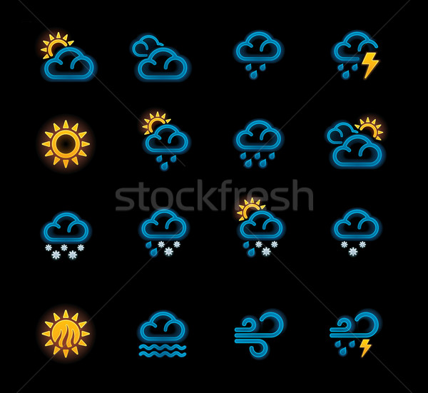 Vektor időjárás előrejelzés ikonok szett nap Stock fotó © tele52