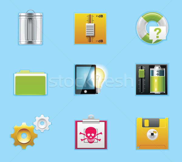 Typical mobile phone apps and services icons Stock photo © tele52