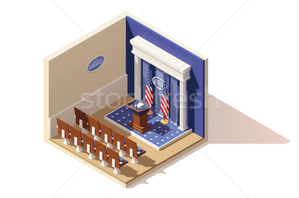 Vektor izometrikus Fehér ház eligazítás szoba alacsony Stock fotó © tele52