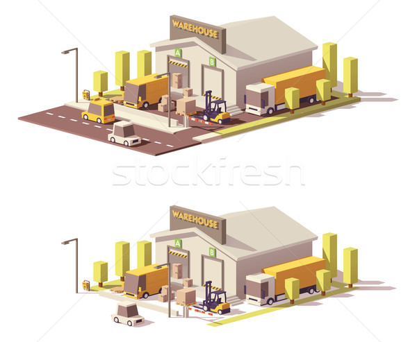 Vector low poly warehouse Stock photo © tele52