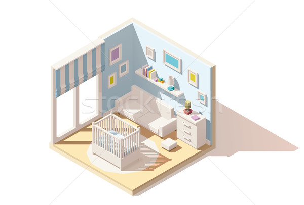 Vector isometric low poly baby room icon Stock photo © tele52