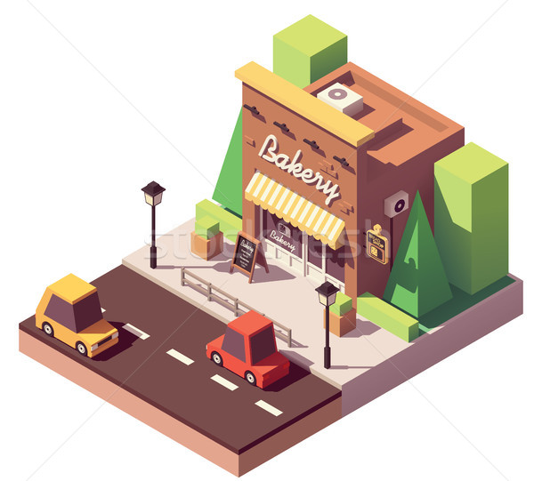 Vector isometric bakery shop Stock photo © tele52