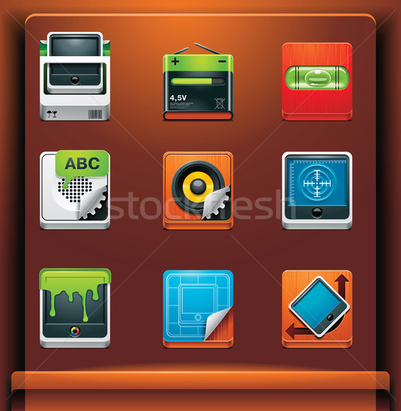 Foto stock: Herramientas · iconos · móviles · diseno · cuadro