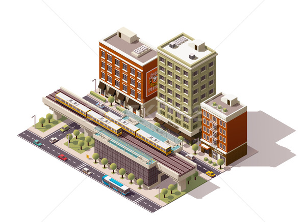 Vector isometric city train station Stock photo © tele52
