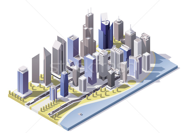 Vector isometric city downtown Stock photo © tele52