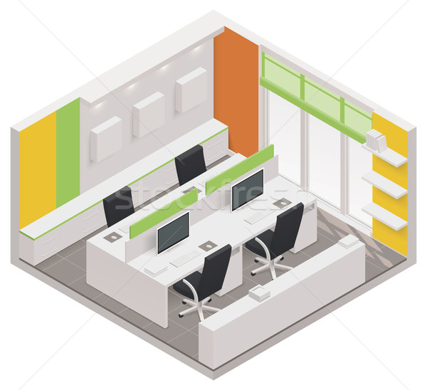 Vector isometric office room icon Stock photo © tele52