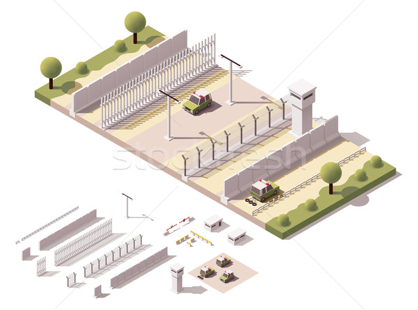 Vector isometric border checkpoint Stock photo © tele52