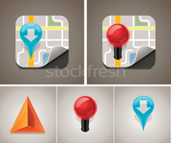 Vector map icon set Stock photo © tele52